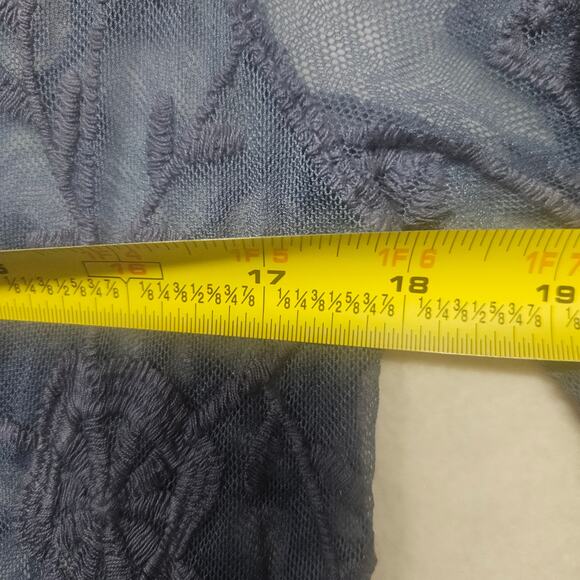 Doe & Rae Blue Lace Long Line Short Sleeve Cardigan - Picture 7 of 8